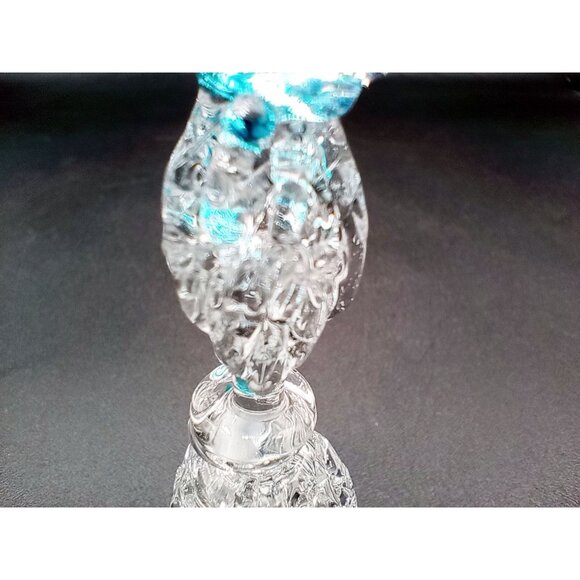 Art Glass Bell Blue Bird Topper Hand Blown Vintage Decorative Collectible 3.5" - Picture 5 of 13